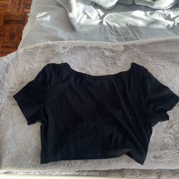 SHEIN twist front rib-knit crop top black size small - Picture 4 of 6